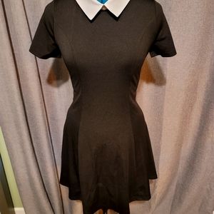 Allegra K black skater dress with white collar size small